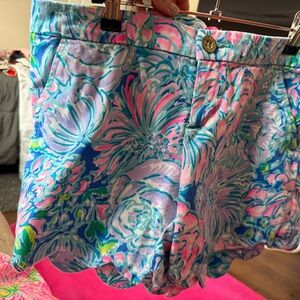 Lilly Pulitzer Floral Print Shorts - Pink and Blue